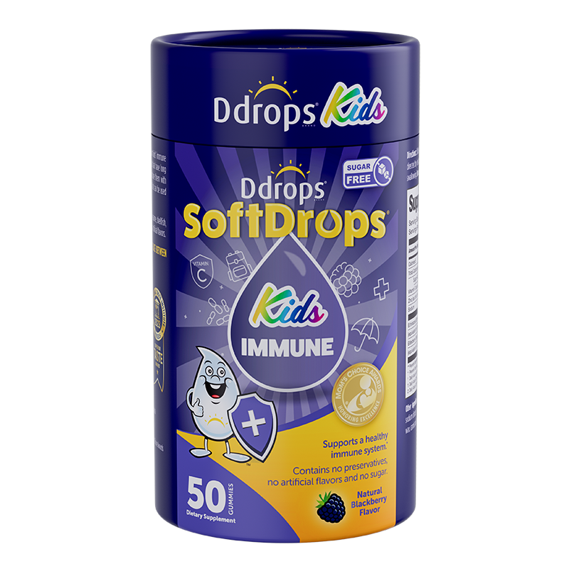 Ddrops SoftDrops Kids Immune 50 Gummies, Blackberry Flavor(Individually Packed)
