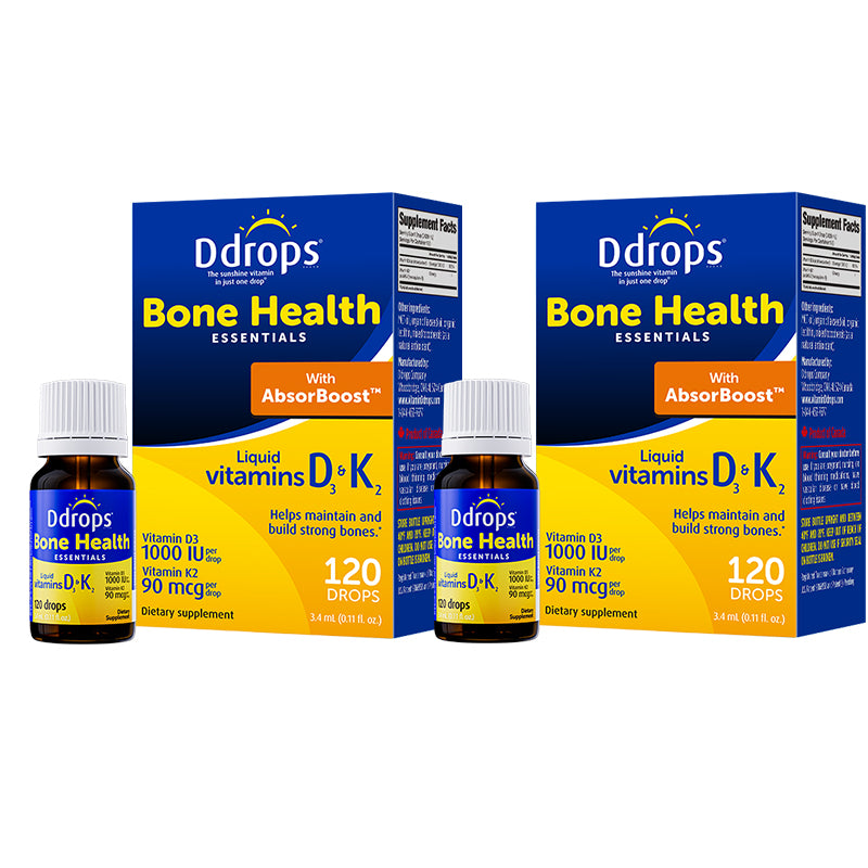 Ddrops Liquid Vitamin D3 1000 IU + K2 | Bone Support suitable for 18-50years (3.4ml/120 drops)