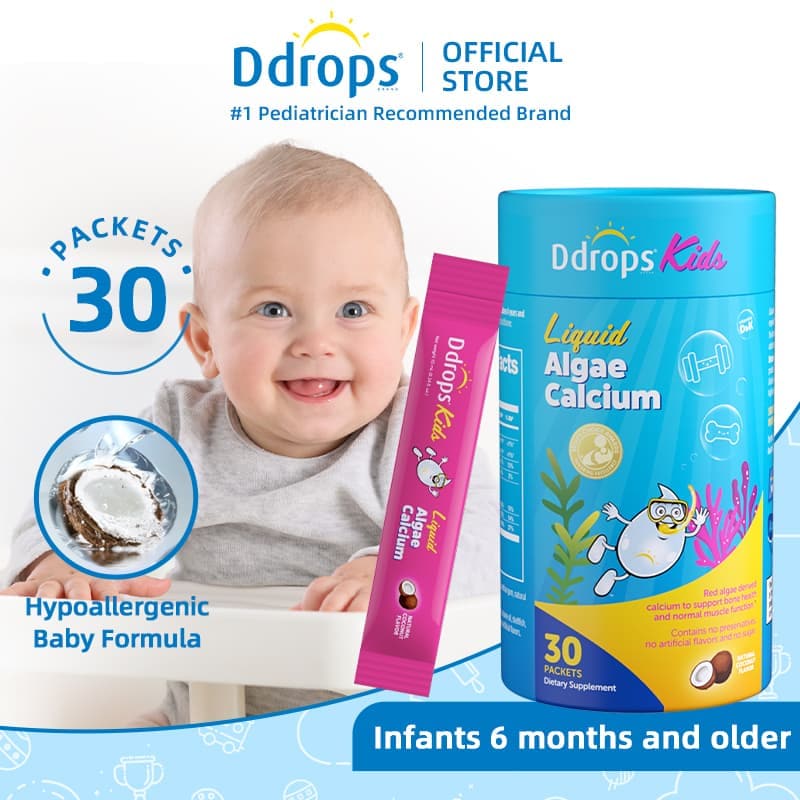 Ddrops Cecair Kalsium Magnesium Zink untuk Bayi (Pek Jalur Merah Jambu)