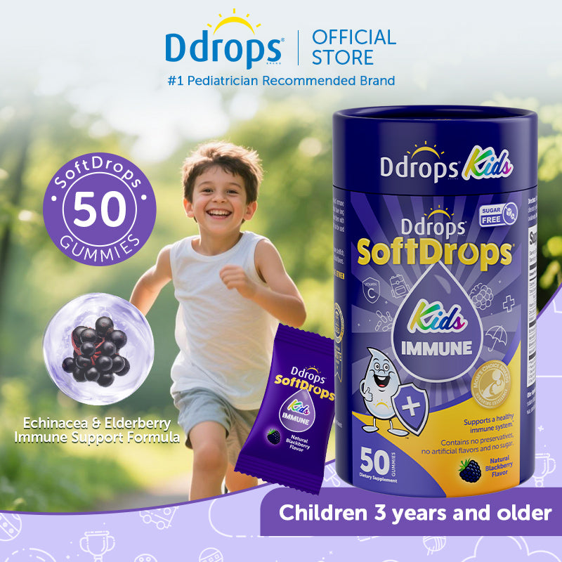 Ddrops SoftDrops Kids Immune 50 Gummies, Blackberry Flavor(Individually Packed)