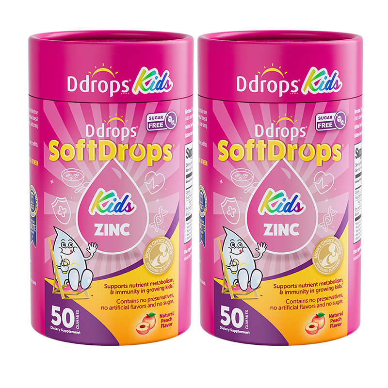 Ddrops SoftDrops Kids Zinc 50 Gummies, Natural Peach Flavor(Individually Packed)
