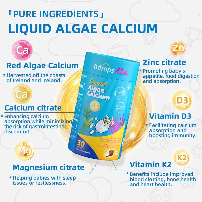 Ddrops Cecair Kalsium Magnesium Zink untuk Bayi (Pek Jalur Merah Jambu)