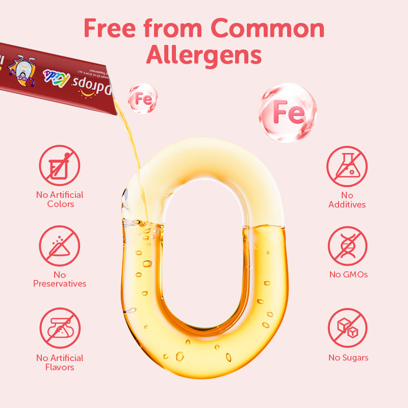 Ddrops Liquid Iron for Kids – 6-in-1 formula · Mom-Approved (30 Sachets)