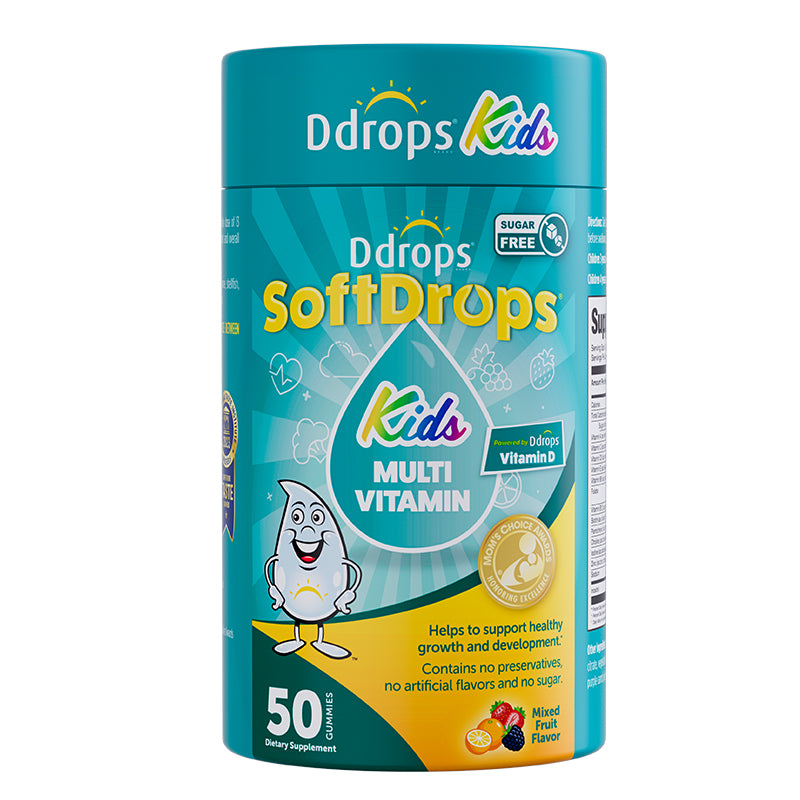 Ddrops SoftDrops Kids Multivitamin Gummies, 50 Gummies, Natural Mixed Berry Flavor (Individually Packed)