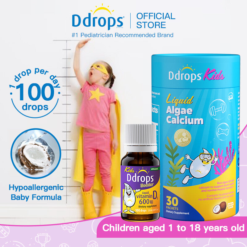 Kids' Growth Combo Ddrops D3 600IU + Calcium, Magnesium & Zinc | Must-Have for Growth Spurts | Ages 1–18