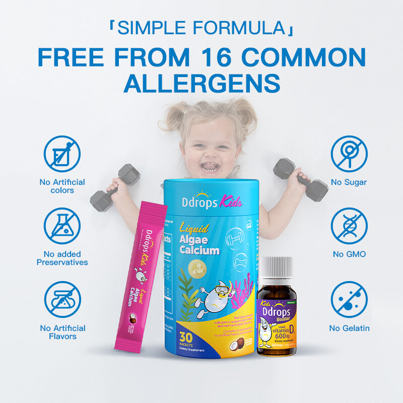 （Yiningggws' Recommendation）Kids' Growth Combo Ddrops D3 600IU + Calcium, Magnesium & Zinc | Must-Have for Growth Spurts | Ages 1–18