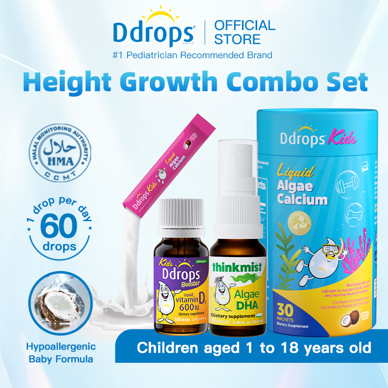 Ddrops Kids Health Essentials Bundle – Vitamin D3 | Algal DHA | Liquid Calcium Magnesium Zinc