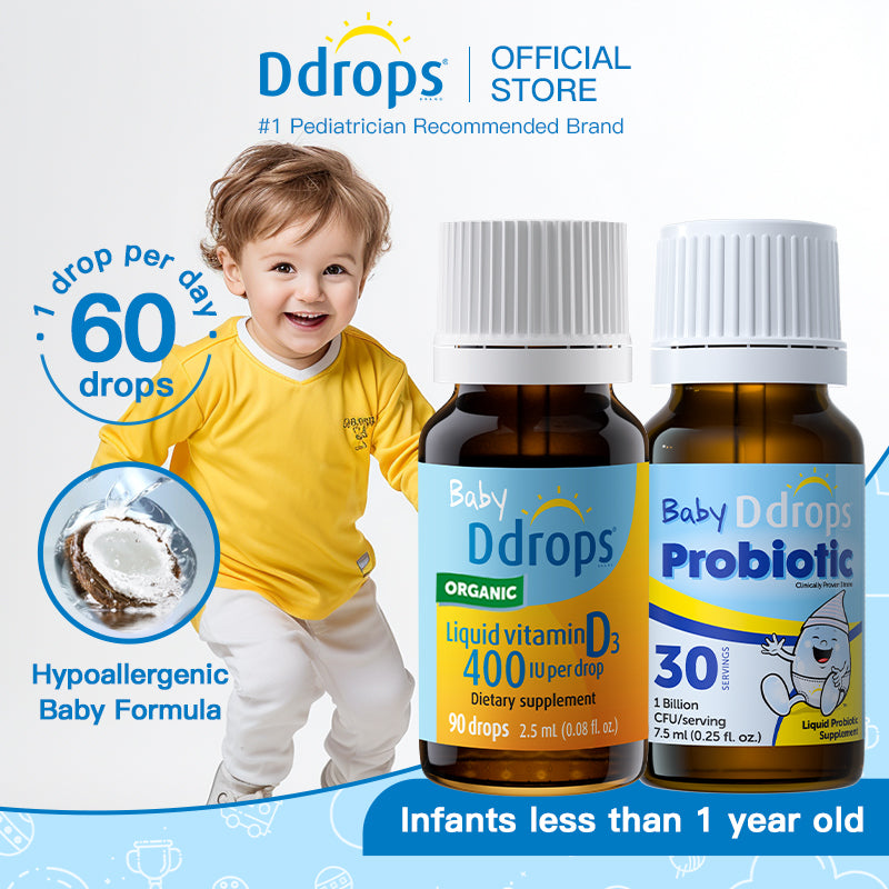 Ddrops Newborn Essential Duo, Vitamin D3 400IU + Baby Probiotics