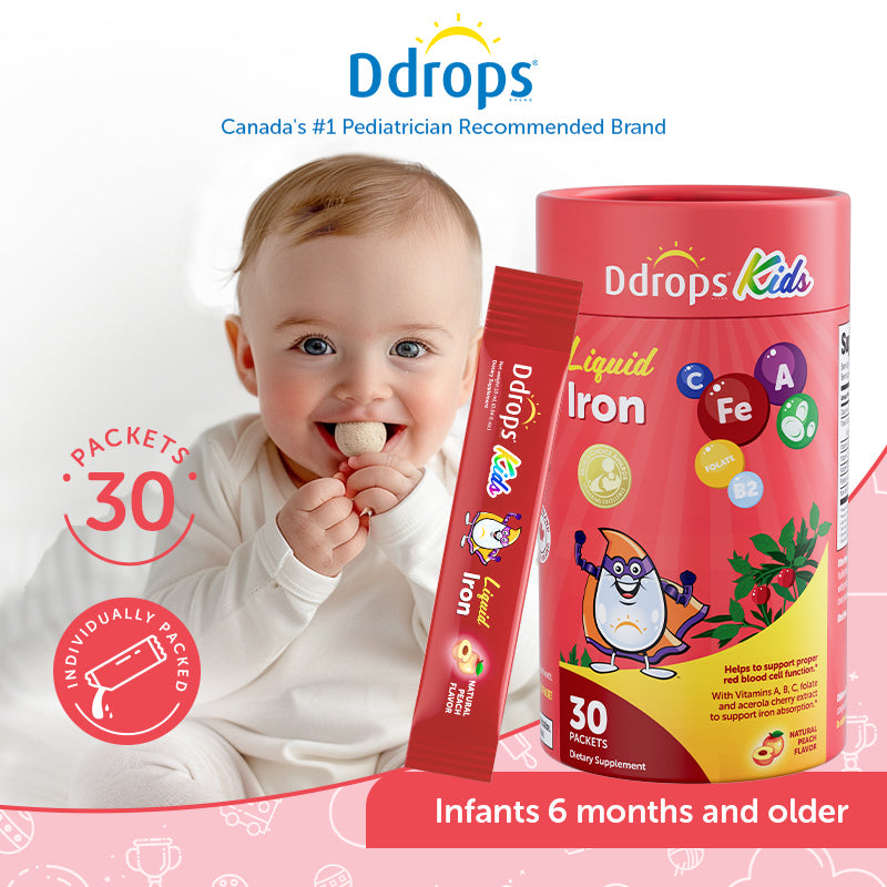 Ddrops Liquid Iron for Kids – 6-in-1 formula · Mom-Approved (30 Sachets)