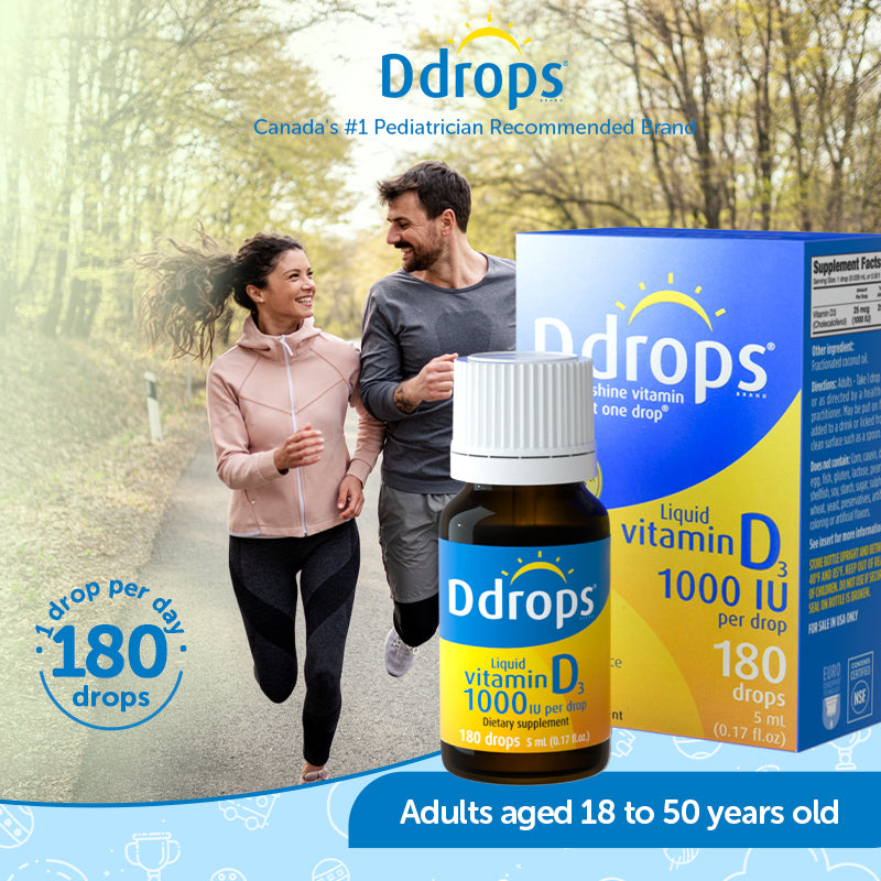Ddrops ของเหลววิตามิน D3 1000IU 5ml 180 หยด