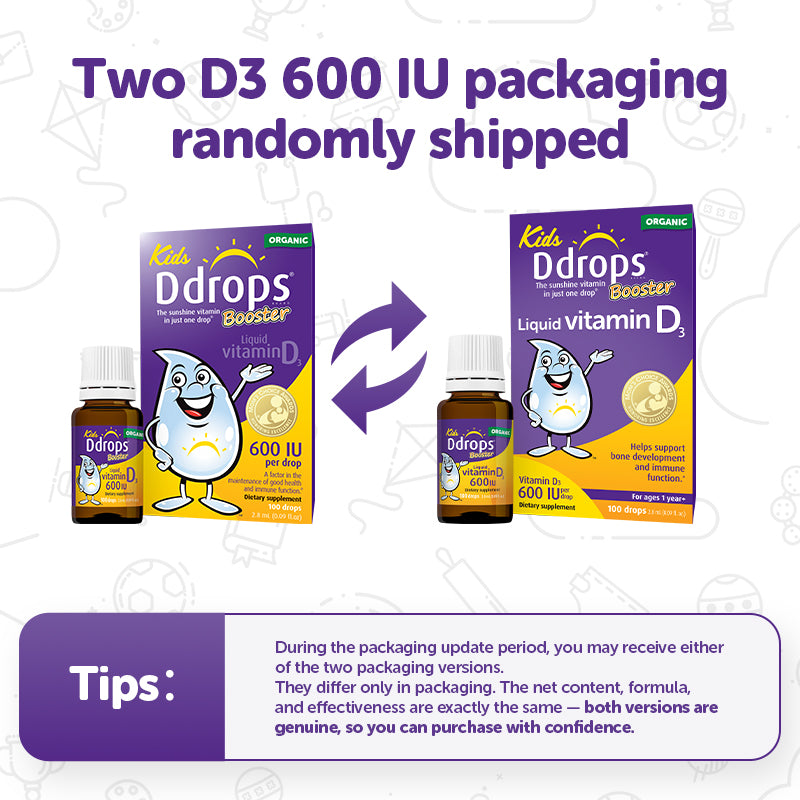 Ddrops ของเหลววิตามิน D3 600IU 2.8ml 100 หยด