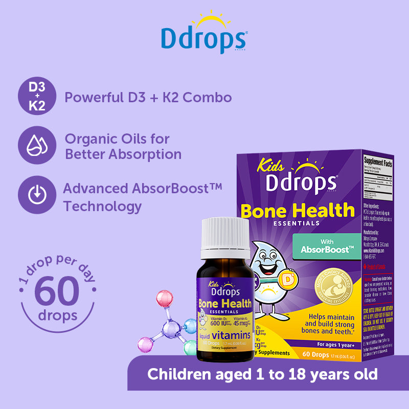 Ddrops Liquid Vitamin D3 600IU+K2 (1.7ml) 60 drops