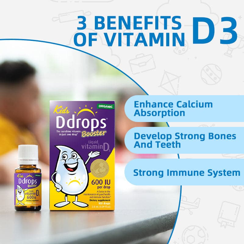 Ddrops Kids Booster Liquid Vitamin D3 600IU 2.8ml 100 drops