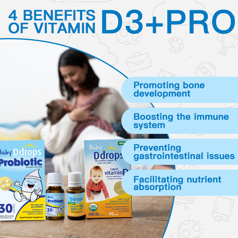 Ddrops Newborn Essential Duo, Vitamin D3 400IU + Baby Probiotics
