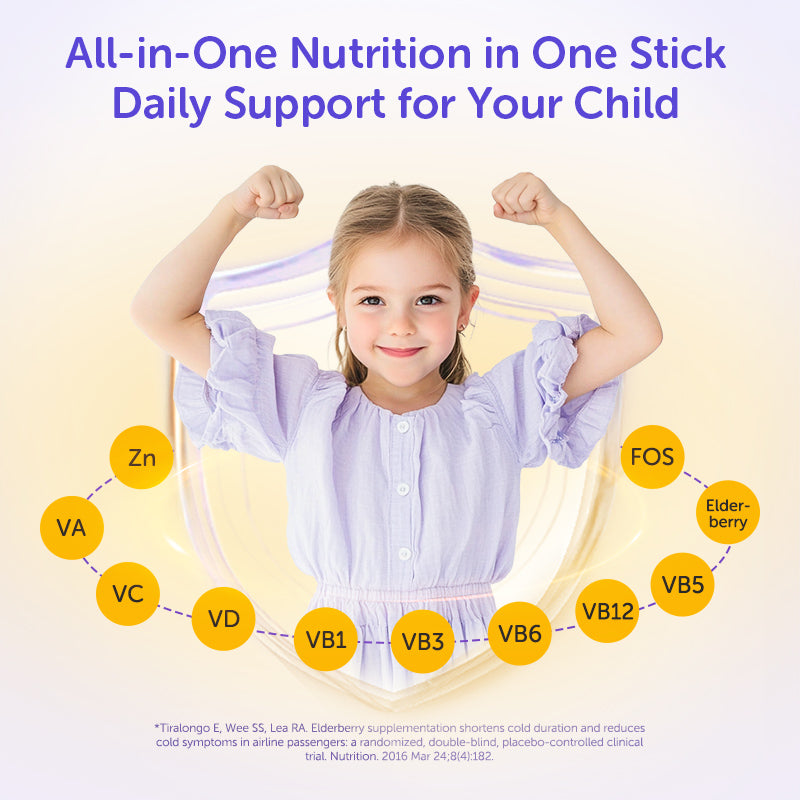 Ddrops Liquid Immune Support for Kids | Triple Immune Blend · Natural Strawberry Flavor · 30 Individual Sachets