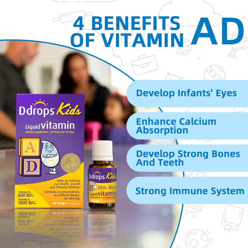 Ddrops Vitamin A1800IU +D3 600IU dạng lỏng 1.7ml 60 giọt