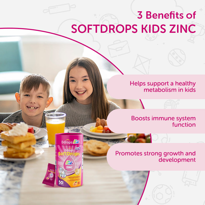 Ddrops SoftDrops Kids Zinc 50 Gummies, Natural Peach Flavor（Individually Packed）
