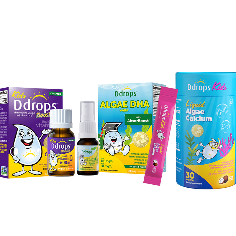 (Yiningggws' Recommendation) Ddrops Kids Health Essentials Bundle – Vitamin D3 | Algal DHA | Liquid Calcium Magnesium Zinc
