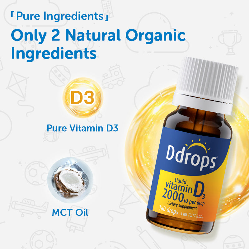 Ddrops cair Vitamin D3 2000IU 5ml 180 tetes
