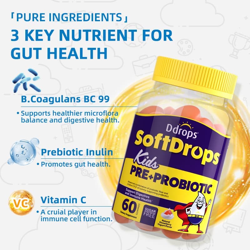 Kẹo dẻo Ddrops SoftDrops Kids Pre+Probiotic 60 Gummies