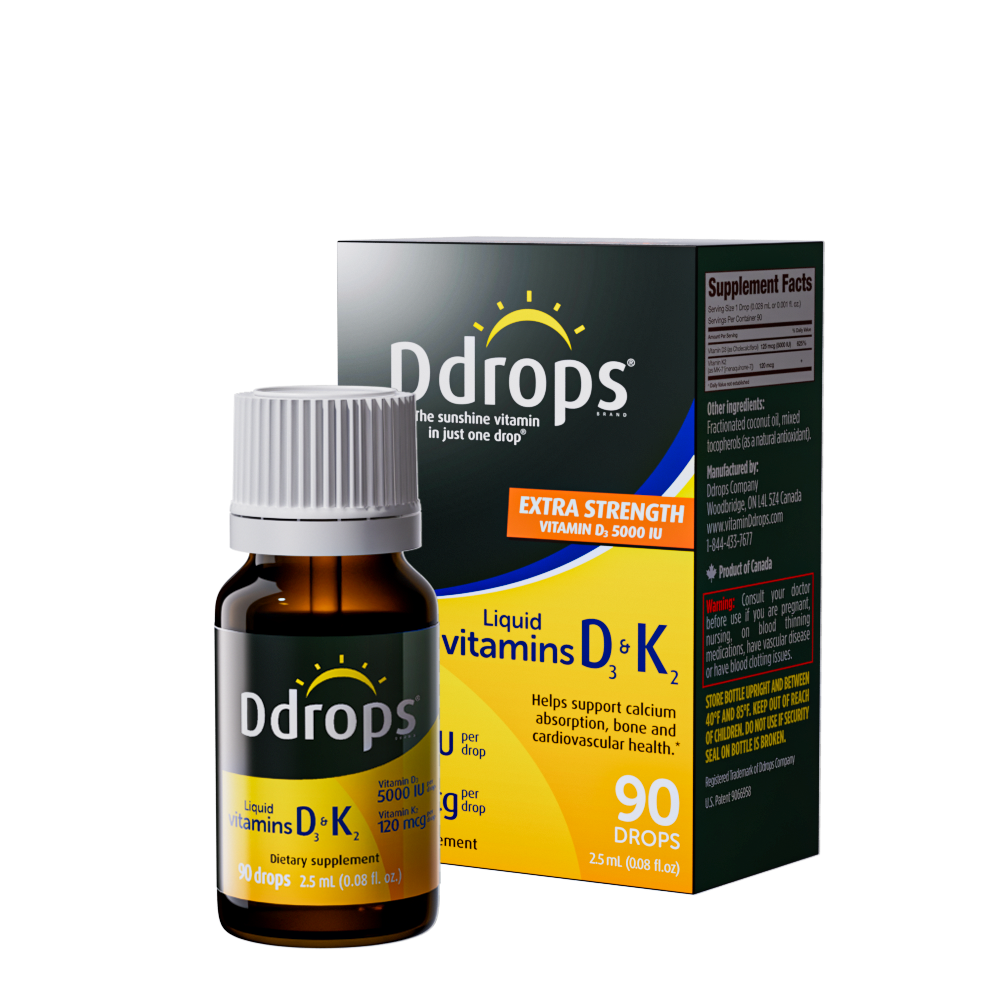 Ddrops Liquid Vitamin D3 5000IU&K2 2.5ml 90 drops