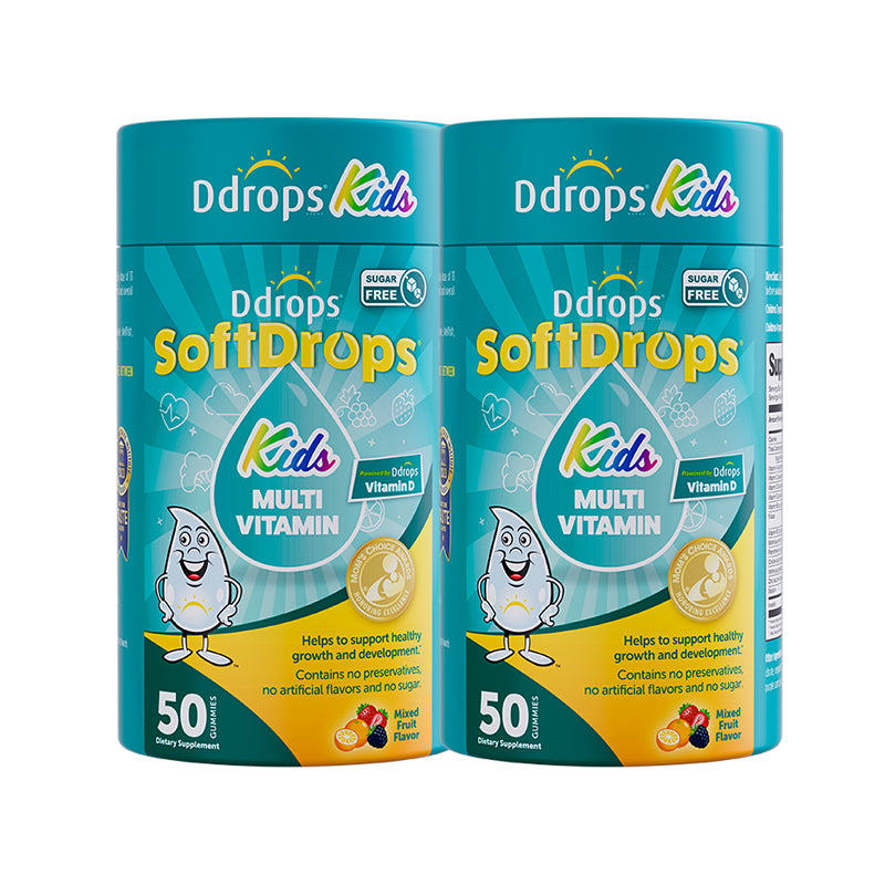 Ddrops SoftDrops Kids Multivitamin Gummies, 50 Gummies, Natural Mixed Berry Flavor (Individually Packed)